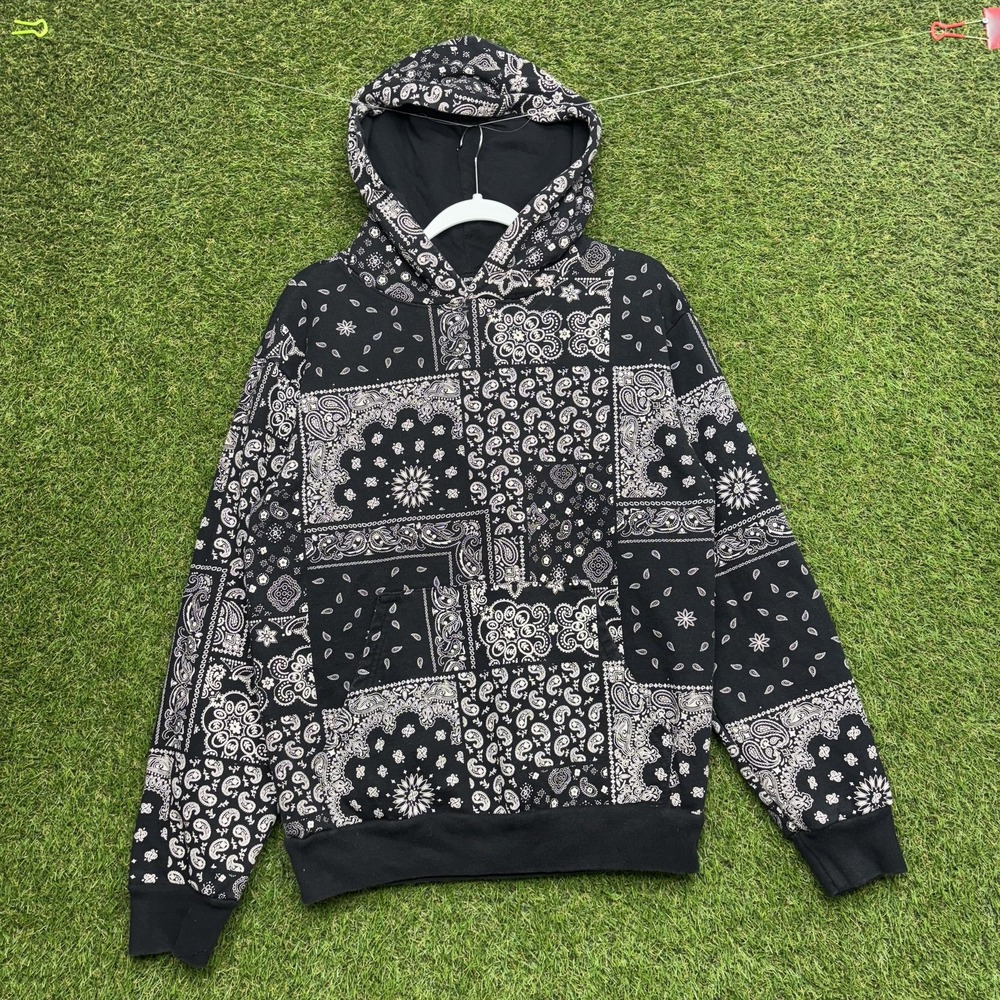 Talentless Hoodie Mens Small Bandana Paisley Patchwork Pullover Sweatshirt AOP